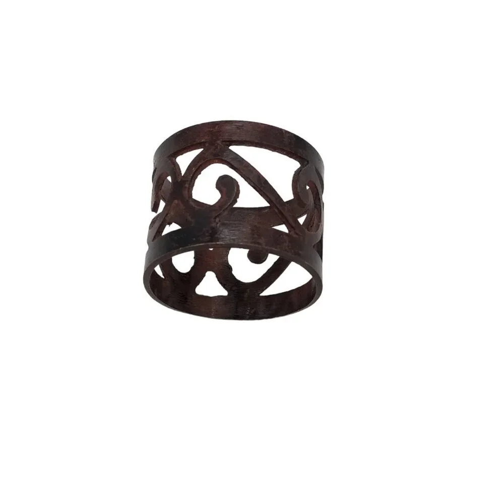 Napkin Ring Holders Set of 8 Metal Cut-Out‎ Scroll Burl Brown Pierced